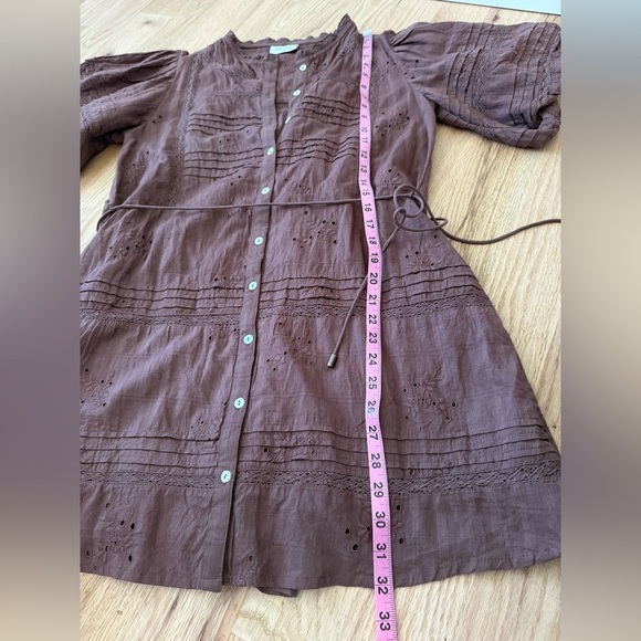 Saint Helena Rose Mini Dress Rose Clay Brown Eyelet 100% Cotton Size Small - Picture 9 of 13